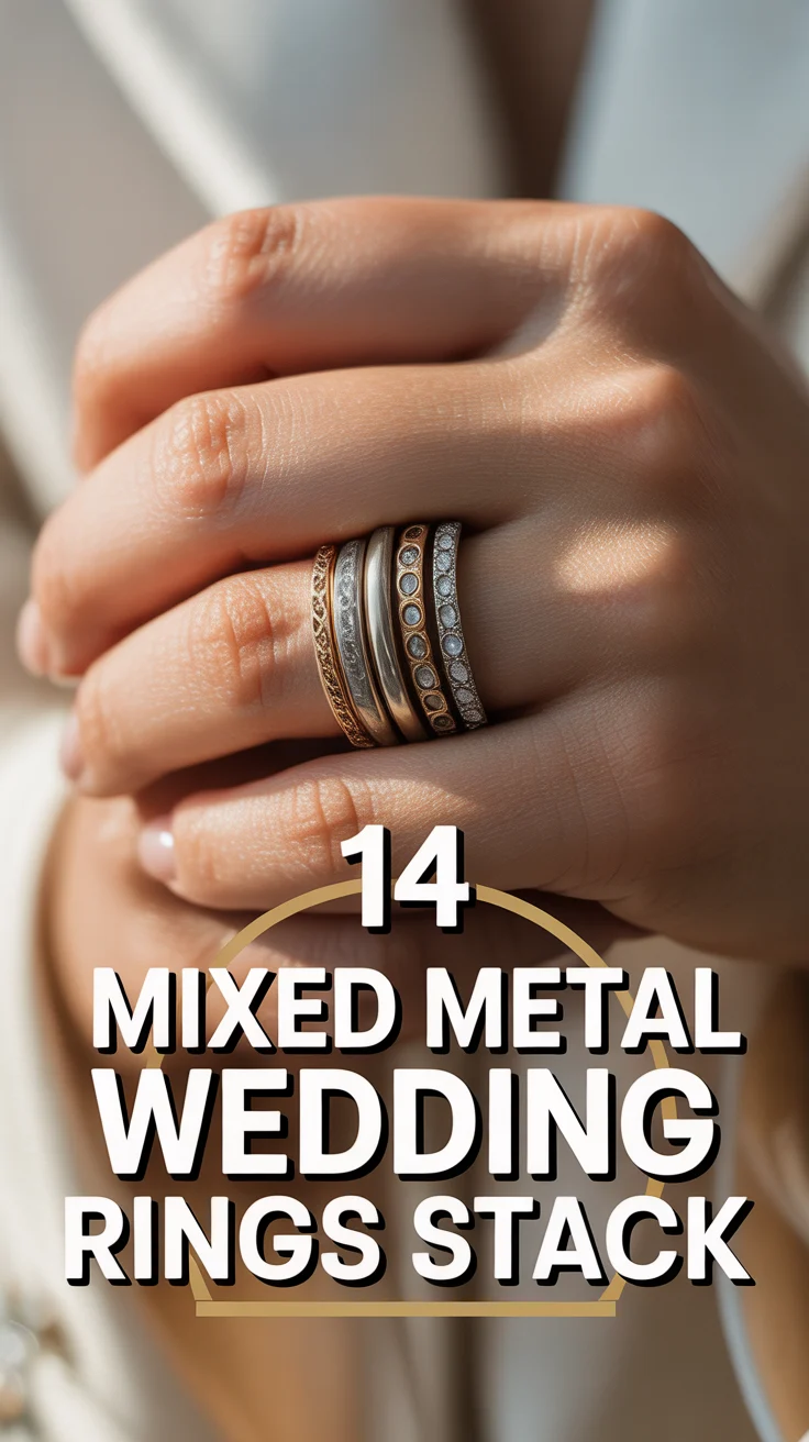 💍 14 Mixed Metal Wedding Rings Stack