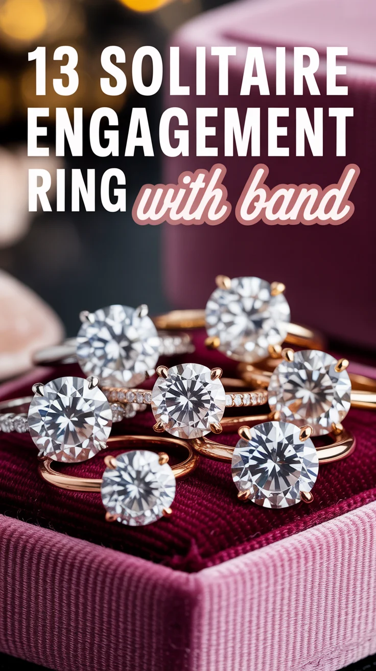 💍 13 Solitaire Engagement Ring With Band