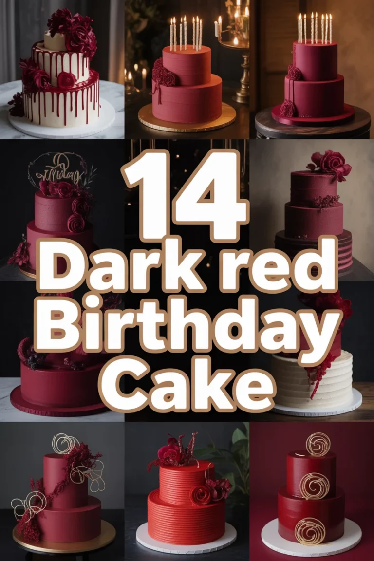 🎂 14 Dark Red Birthday Cake