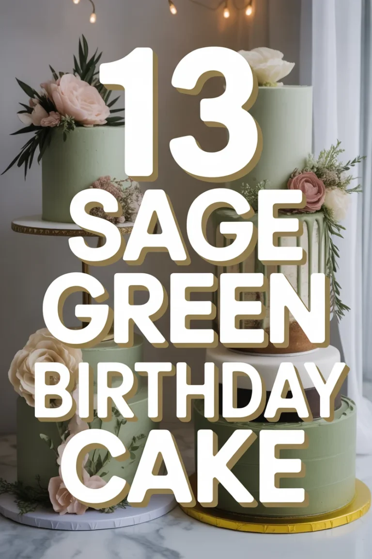 🌿 13 Sage Green Birthday Cake