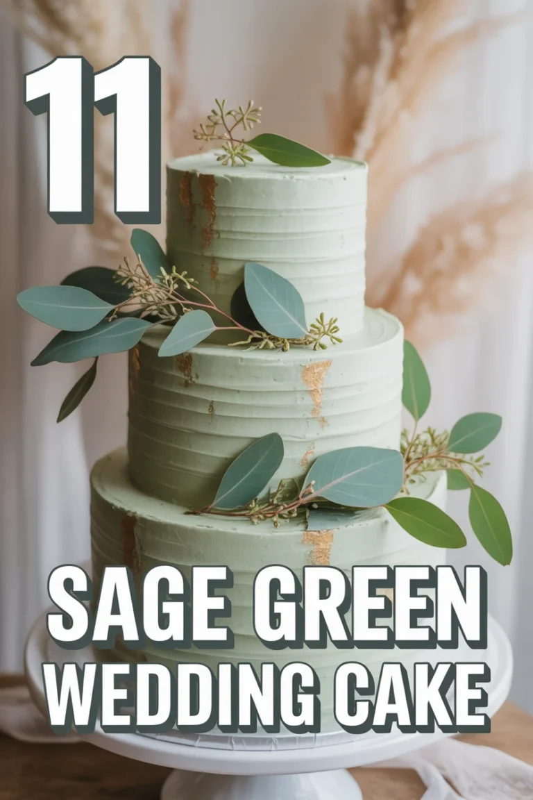 🌿 11 Sage Green Wedding Cake